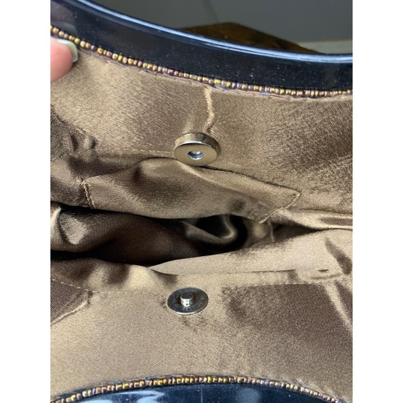 Vintage Black Beaded Sequin Evening Bag Top Handle Party Purse - Picture 8 of 10